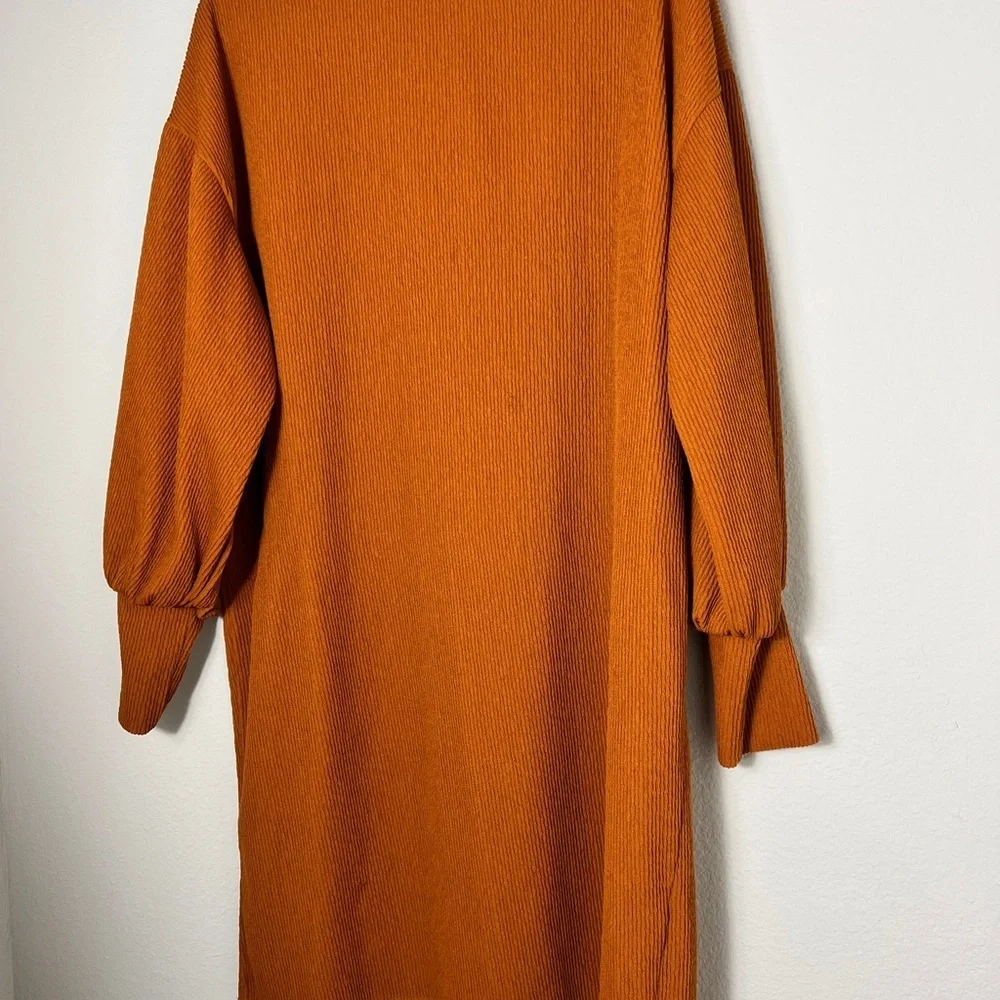 NWOT ZARA Zara Burnt Orange Oversized Needlecord Tunic Dress Size Small